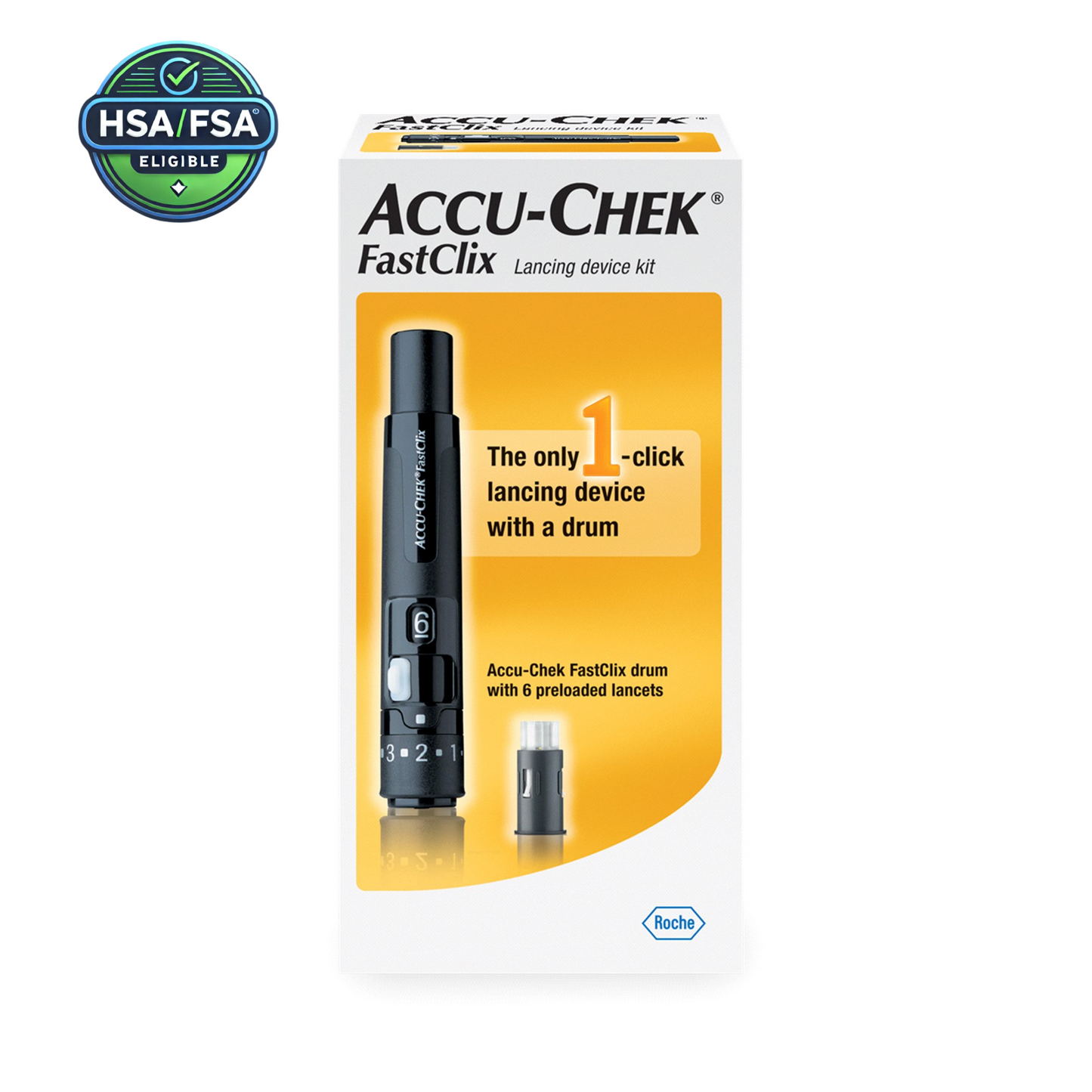 Accu-Chek FastClix Lancet with 11 Depth Settings, Preloaded Safety Drum, and Track System for Diabetic Health