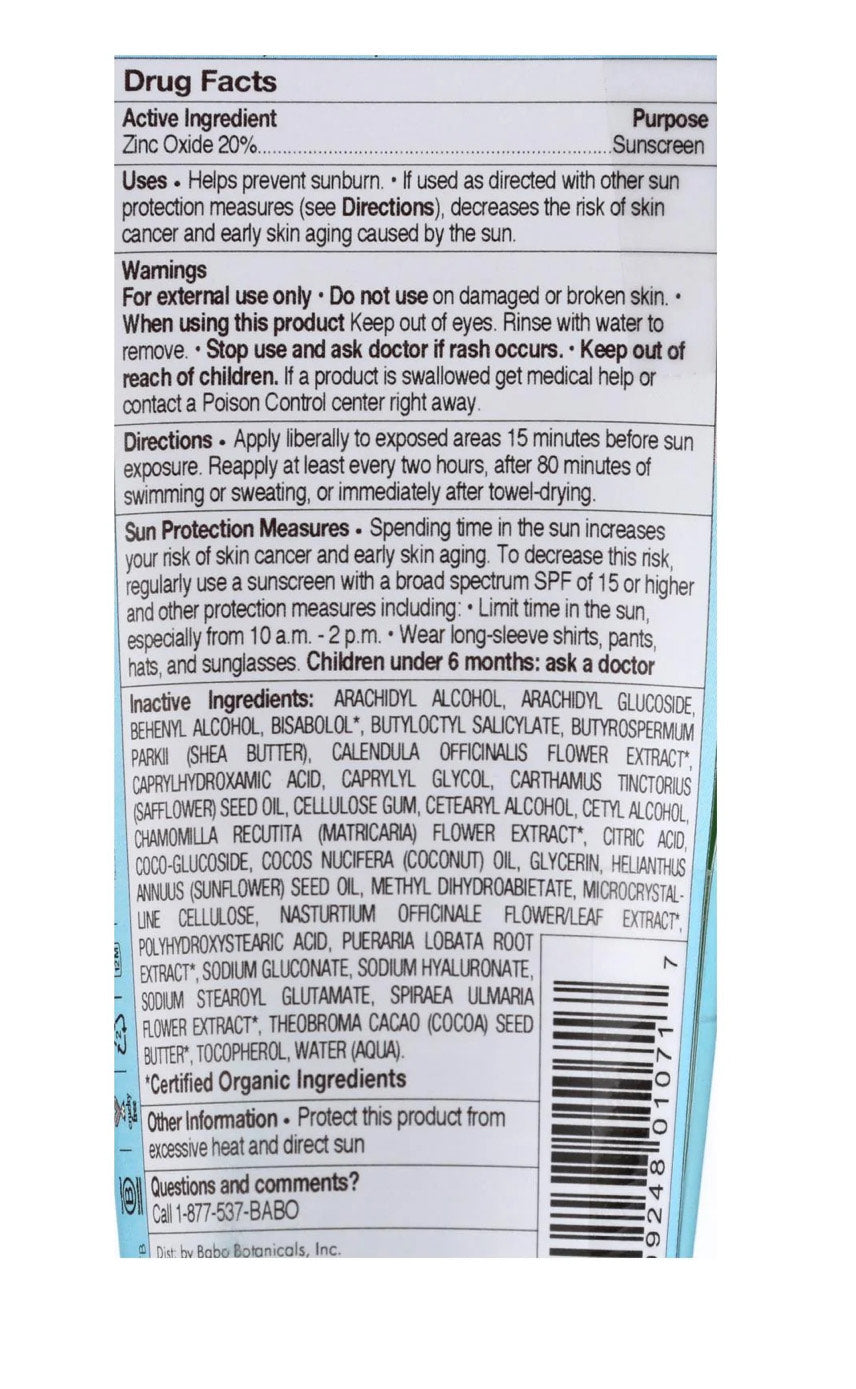 πΌ Babo Botanicals Sensitive Baby Mineral Sunscreen SPF 50 β 3 fl oz | Broad Spectrum, Fragrance-Free, Pediatrician-Tested π
