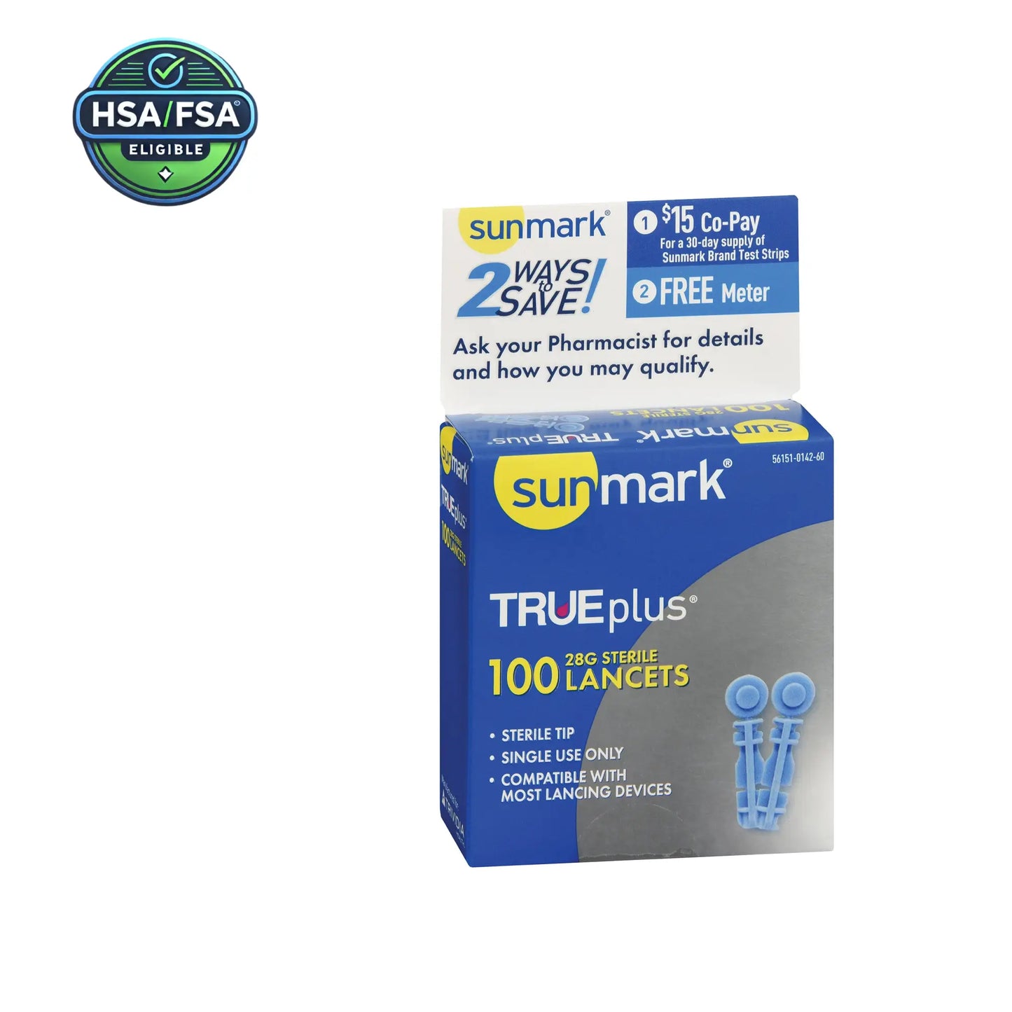 Lancet for Lancing Device Sunmark® 30 Gauge Non-Safety Twist Off Cap Multiple Sites - Box (100 Lancets/Box)