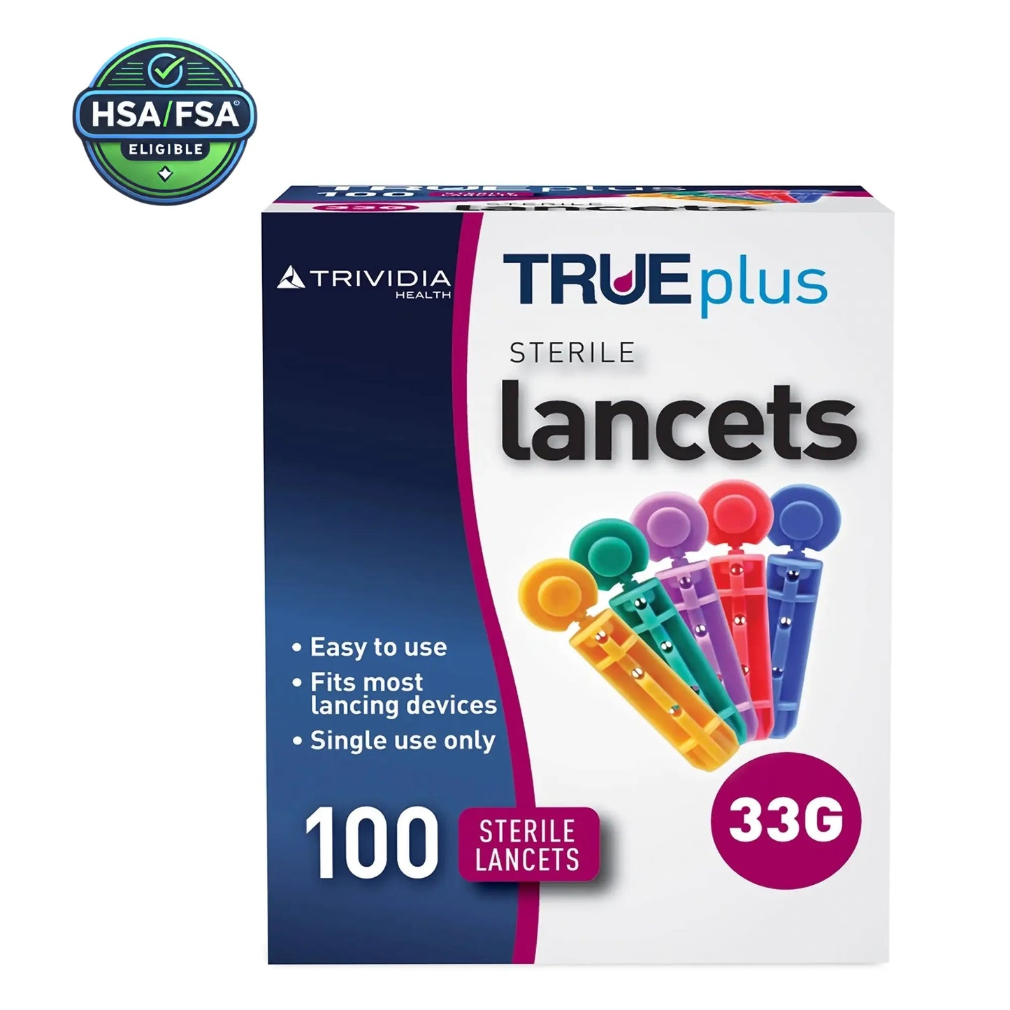 Lancet for Lancing Device TRUEplus™ 33 Gauge Non-Safety Twist Off Cap Finger - diabetes testing tool with precise 33 gauge lancet for blood glucose monitoring