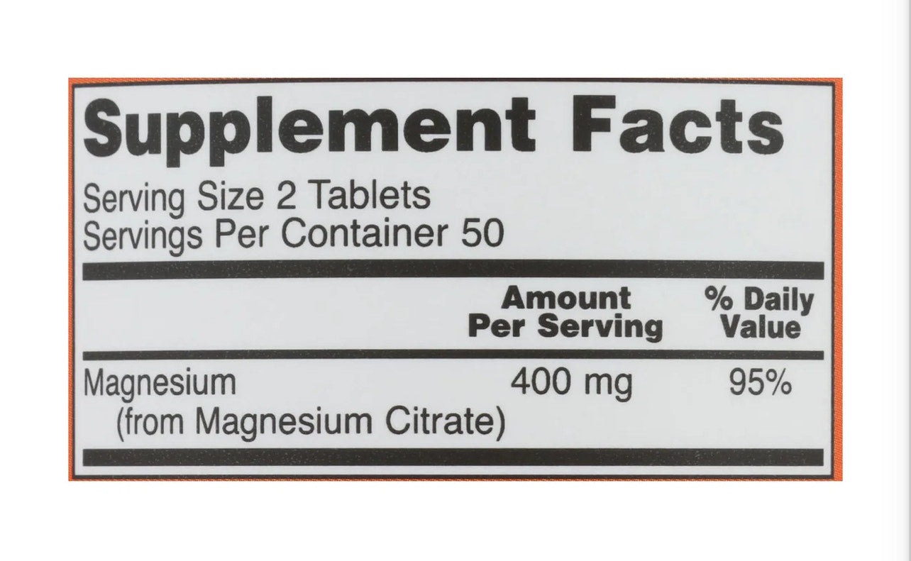 NOW Magnesium Citrate 200 mg – 100 Tablets | Nervous System Support, Energy & Enzyme Function | Non-GMO, Vegan