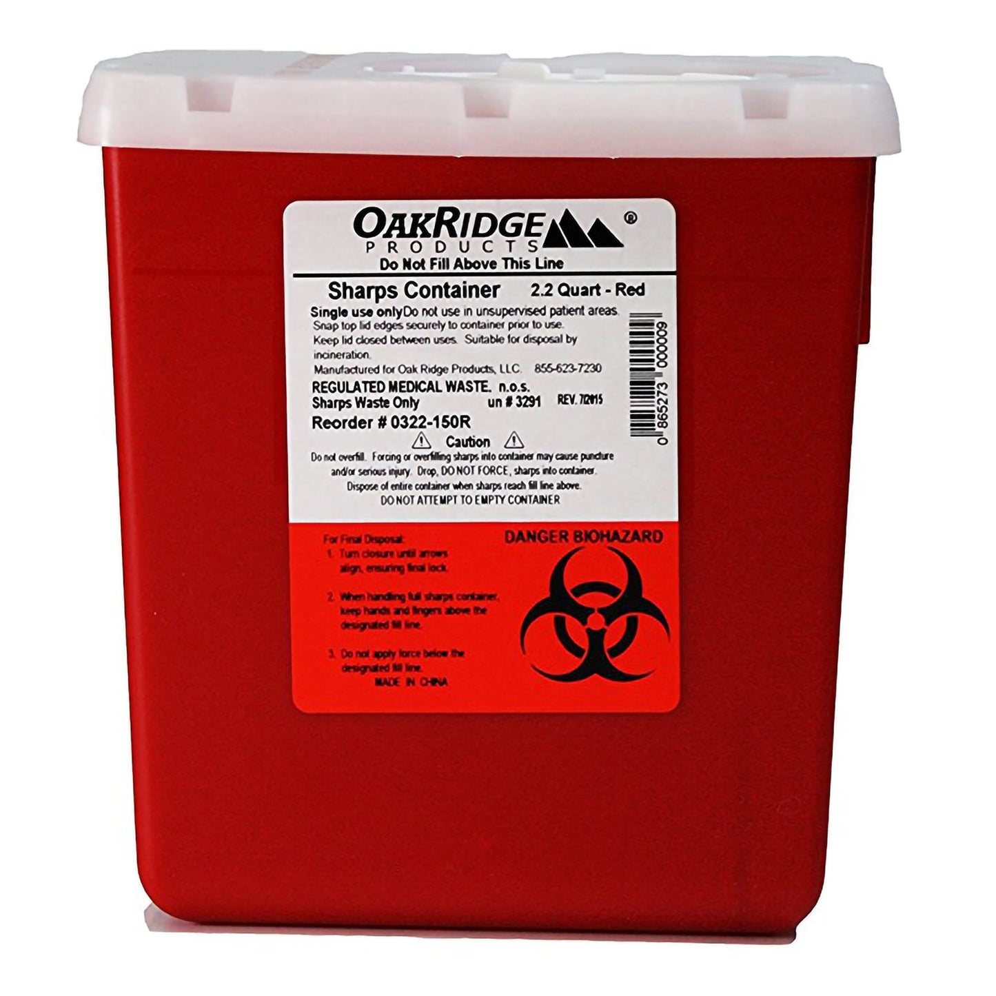 "Diabetic product Sharps Red 2.2Qt with Rotating Lid (60/Cs) for safe disposal of needles and syringes"
