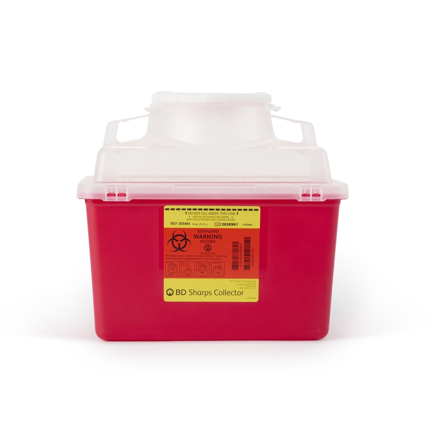 "BD Multi-purpose Sharps Container, 3.5 Gallon, ideal for diabetic patients needing safe disposal of needles and lancets. Measures 11-1/2 x 12-4/5 x 8-4/5 inches. Perfect solution for diabetic waste management."