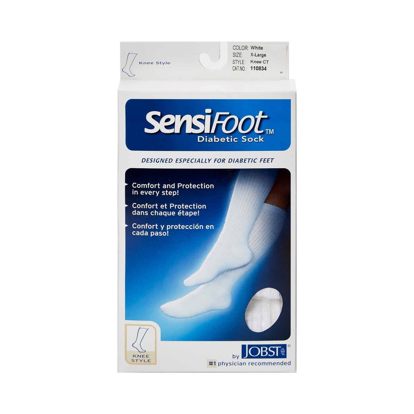 "JOBST SensiFoot Diabetic Compression Socks, Knee High, White, Closed Toe, X-Large ideal for diabetic foot care and circulation support"