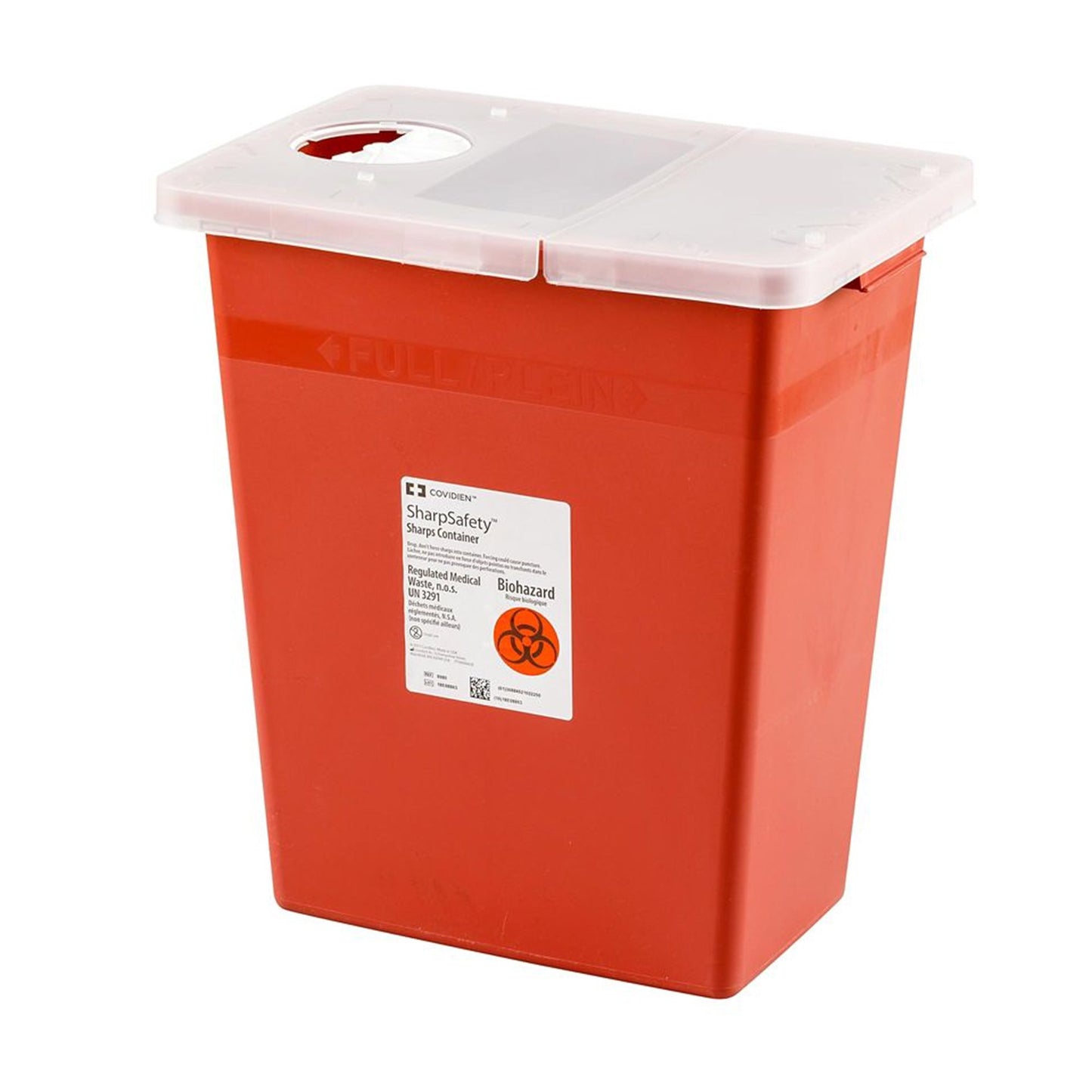 "SharpSafety™ Multi-purpose Sharps Container, 18 Gallon, 26 x 18-1/4 x 12-3/4 Inch - Ideal for safe disposal of used diabetic needles and sharps waste"