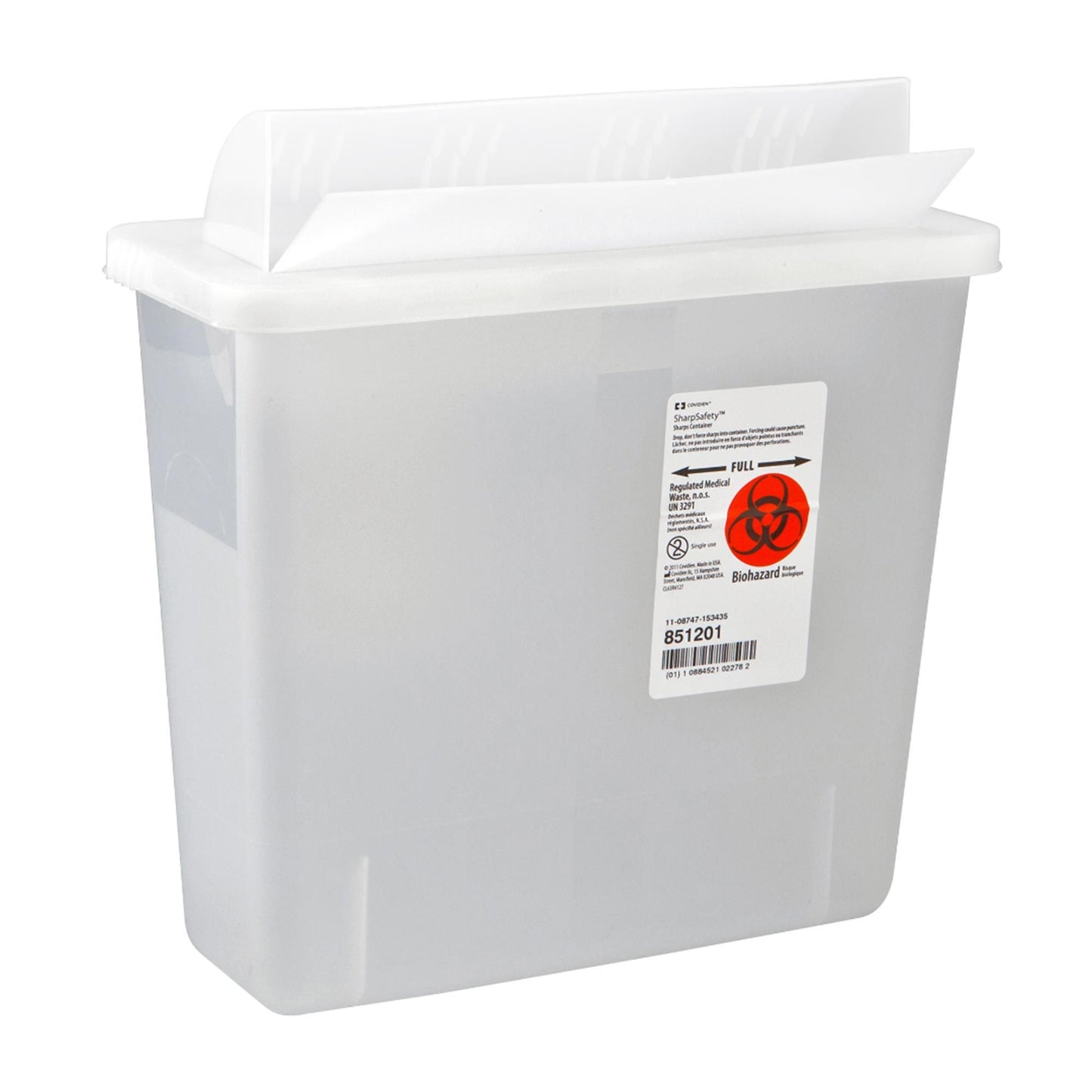 Diabetic-friendly In-Room Multi-purpose Sharps Container, 1-1/4 Gallon, 11 x 10¾ x 4¾ Inch - Ideal for Safe Disposal of Used Needles and Lancets