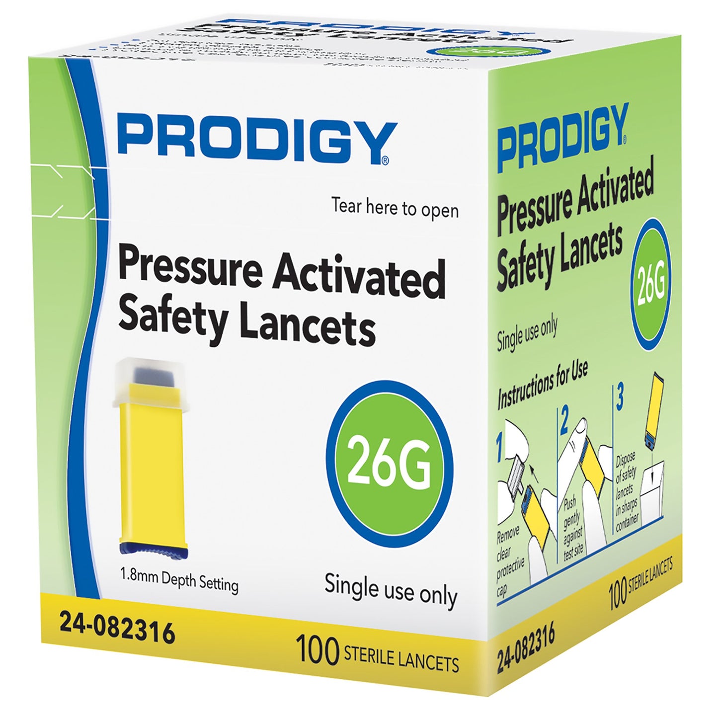 "Diabetic Safety Lancet Prodigy 26 Gauge Retractable Pressure Activated Finger - essential blood glucose testing tool for diabetics"