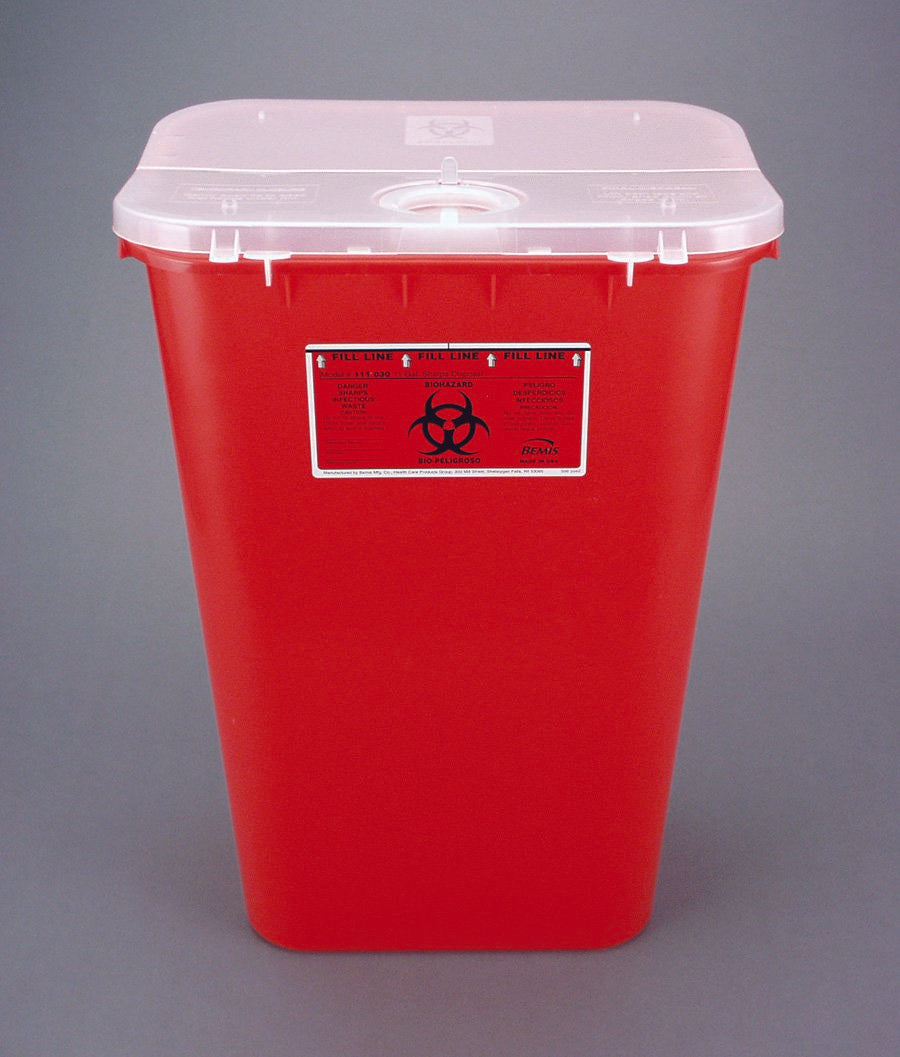 Diabetic product: Bemis™ Sentinel Mailback Sharps Container, 11 Gallon, 22-1/2 x 16-1/2 x 11-13/16 Inch - Safe and convenient disposal solution for used diabetic needles and sharps.