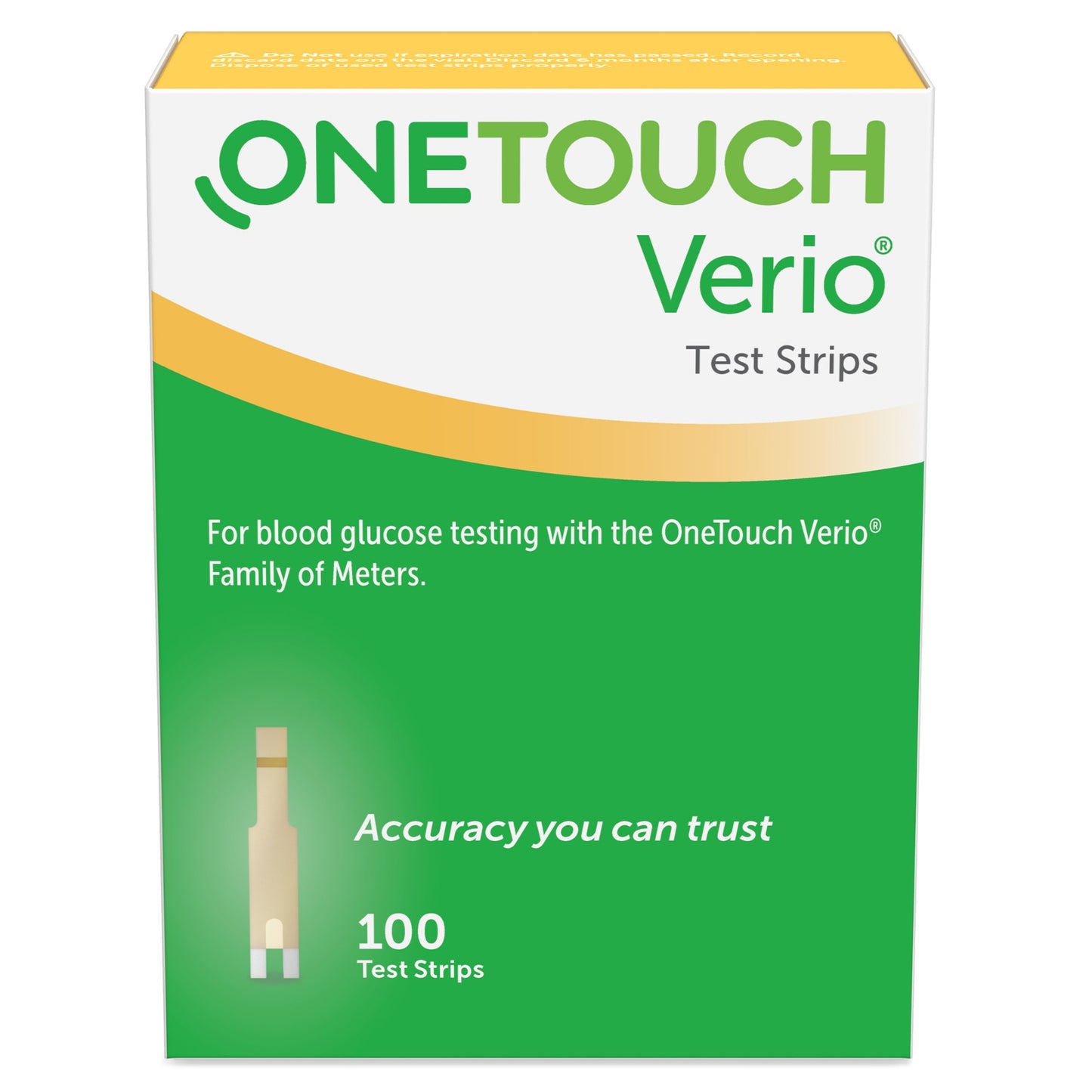 "Blood Glucose Test Strips OneTouch® Verio® 100 Strips per Pack for accurate diabetic monitoring and management"