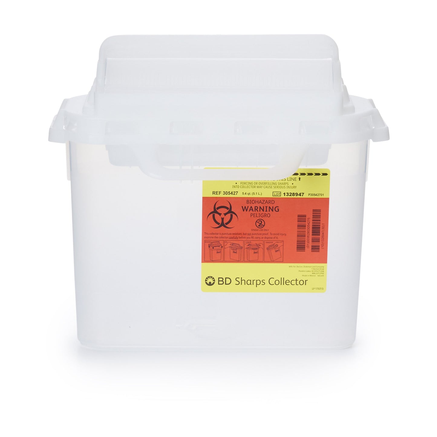 "BD Multi-purpose Sharps Container, 12 x 12 x 4-4/5 Inch - Ideal for safely disposing of diabetic sharps and needles at home. Durable and convenient storage solution for diabetic care."