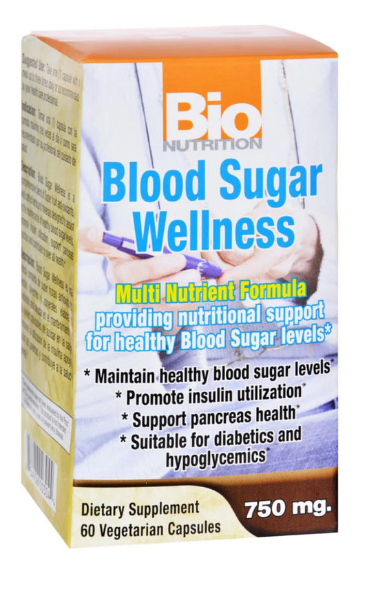 Bio Nutrition Blood Sugar Wellness 750mg – 60 Vegetarian Capsules | Supports Healthy Blood Sugar Levels, Pancreas Function & Insulin Utilization