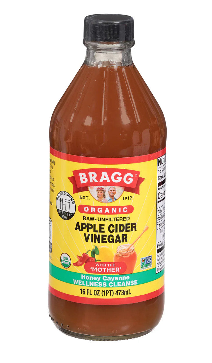 Bragg Organic Apple Cider Vinegar with Honey & Cayenne – Wellness Cleanse 16 fl oz | USDA Organic, Detox & Digestive Support | CASE of 12