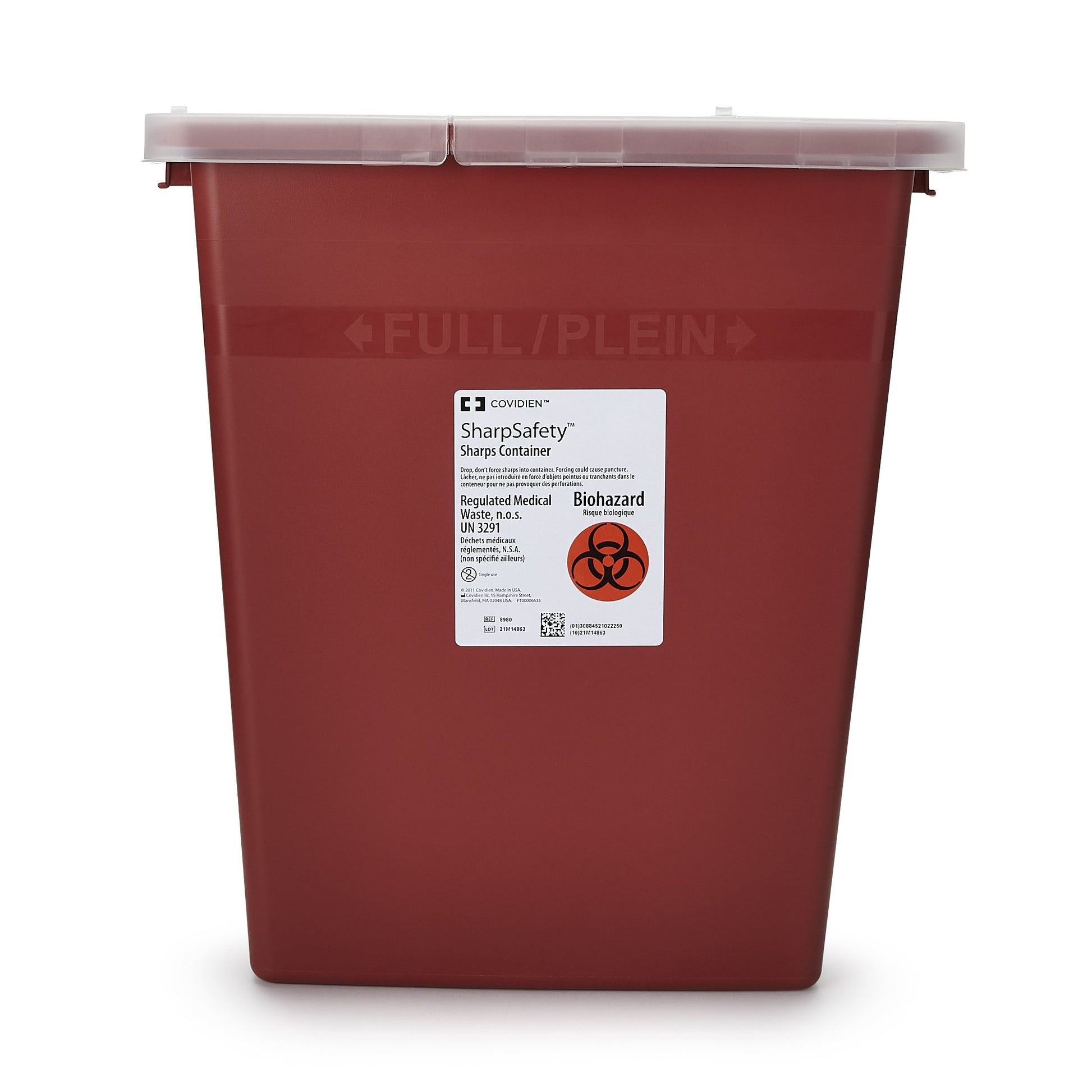 "SharpSafety™ Multi-purpose Sharps Container, 8 Gallon, 17½ x 15½ x 11 Inch - Ideal for Safe Disposal of Diabetic Needles and Other Medical Waste"