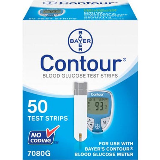 "Blood Glucose Test Strips Contour® 50 Strips per Pack for Diabetic Blood Sugar Monitoring"