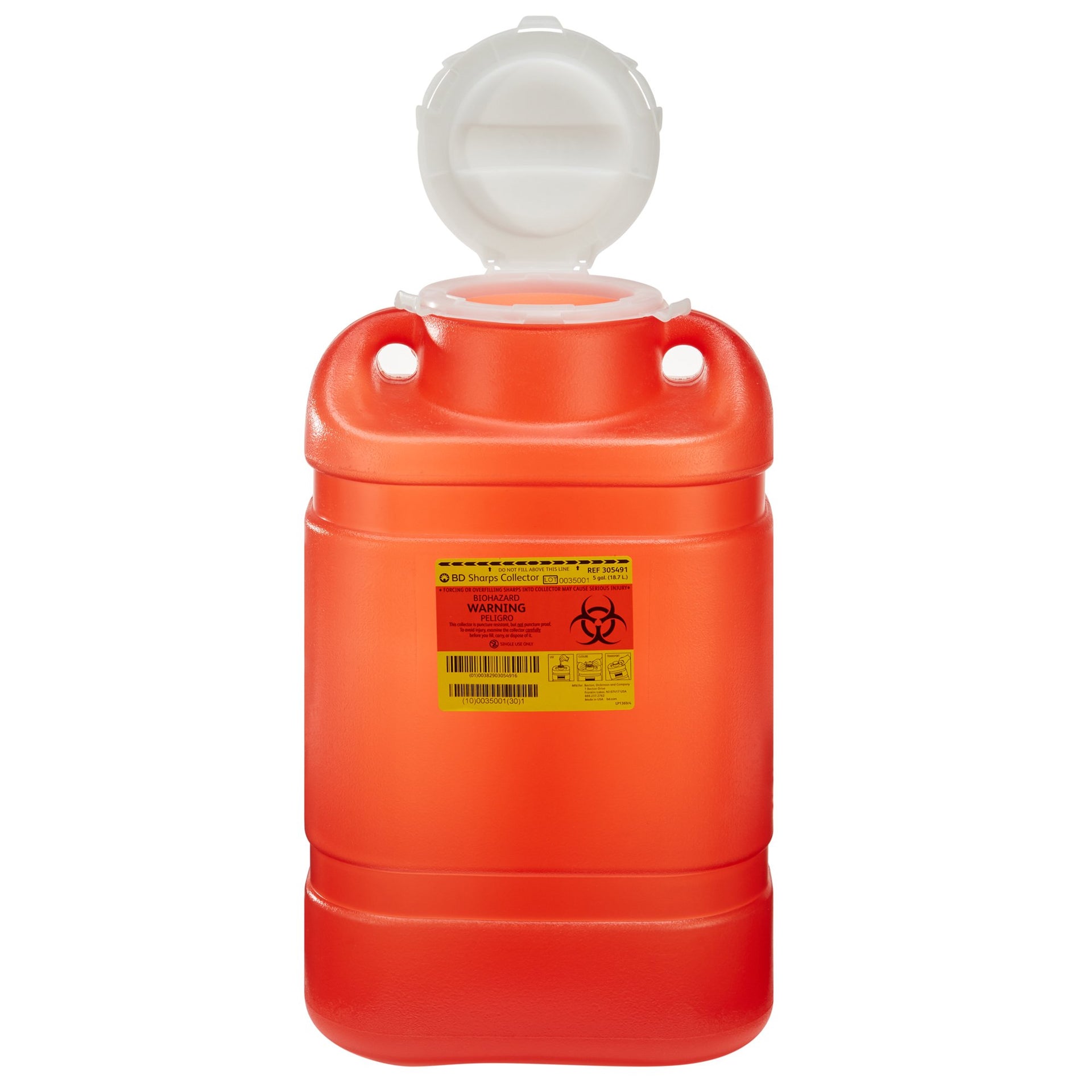 BD 1-Piece Sharps Container, 5 Gallon, 14 x 7-1/2 x 10-1/2 Inch - Single Unit